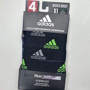 NWT- adidas Youth Performance Boxer Briefs - Black and Green